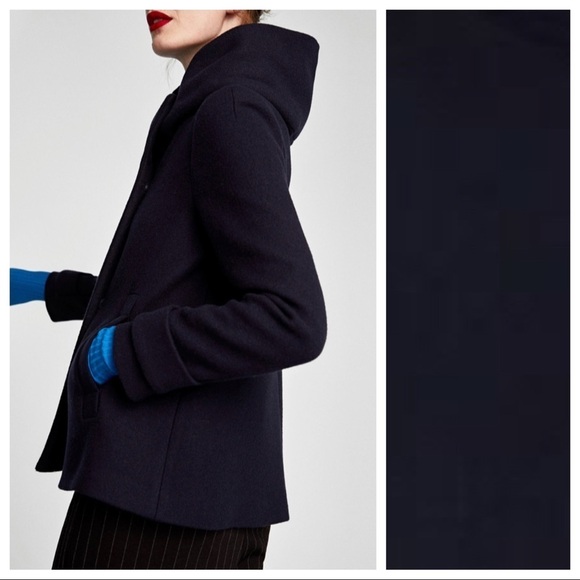 NWOT. Zara Navy Blue Short Coat. Size XS. - Picture 3 of 8